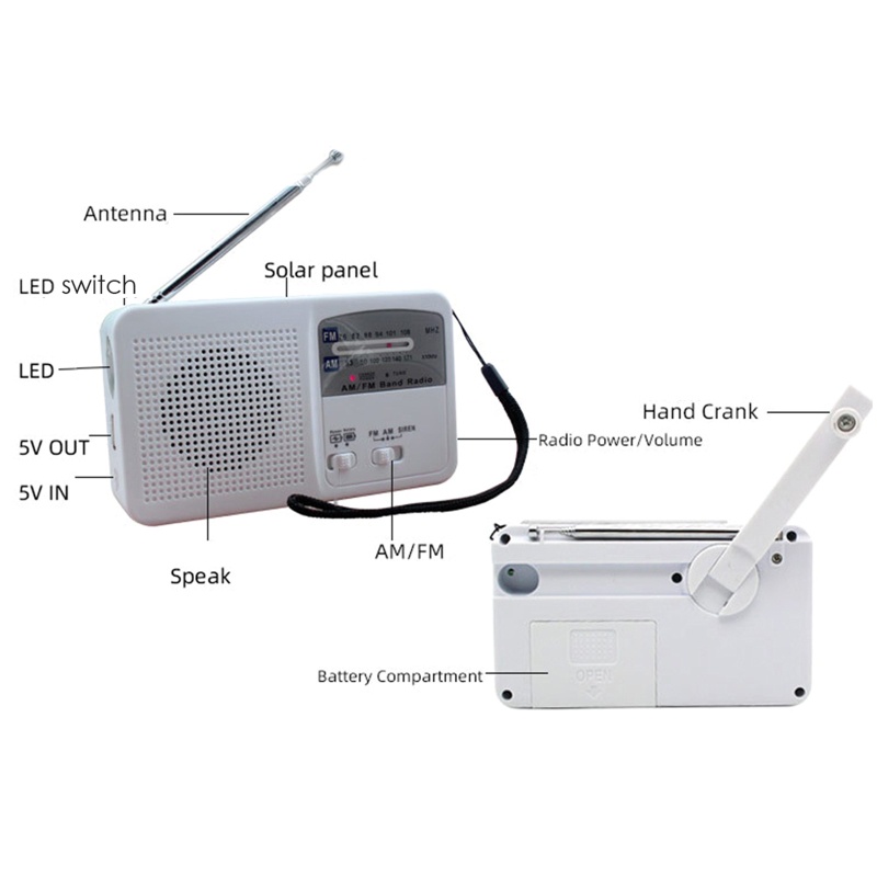 Radio AM / FM Sử Dụng Năng Lượng Mặt Trời Có Đèn Pin Tiện Dụng