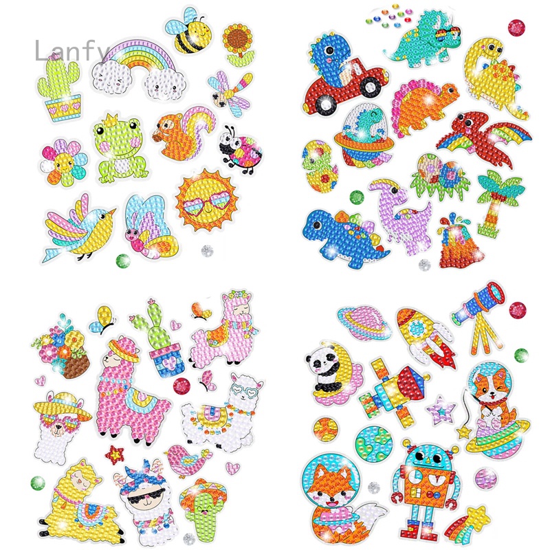 Bộ Tranh Đính Đá Tự Làm Họa Tiết Đá Lấp Lánh Dành Cho Bé Trai Gái 5 Tuổi