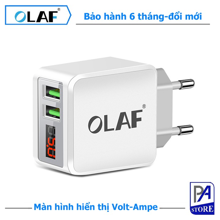 Củ Sạc Nhanh 2 Cổng Có Màn Hình Hiển Thị Volt-Ampe - Hàng Chính Hãng OLAF