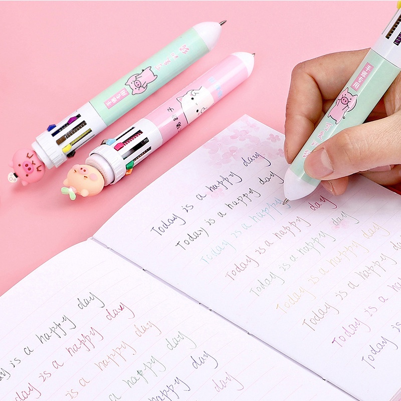 1 Bút Bi 10 Màu Họa Tiết Kỳ Lân Dễ Thương Bắt Mắt