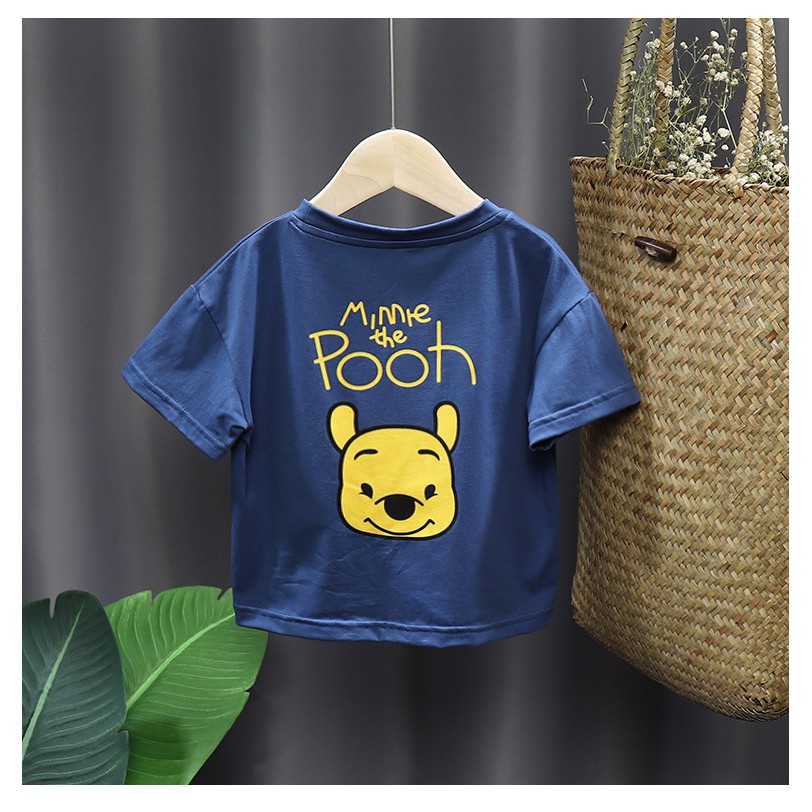 Áo thun bé trai Gạo House cotton 4 chiều cổ tròn cộc tay in chữ Mimie The Pooh T30