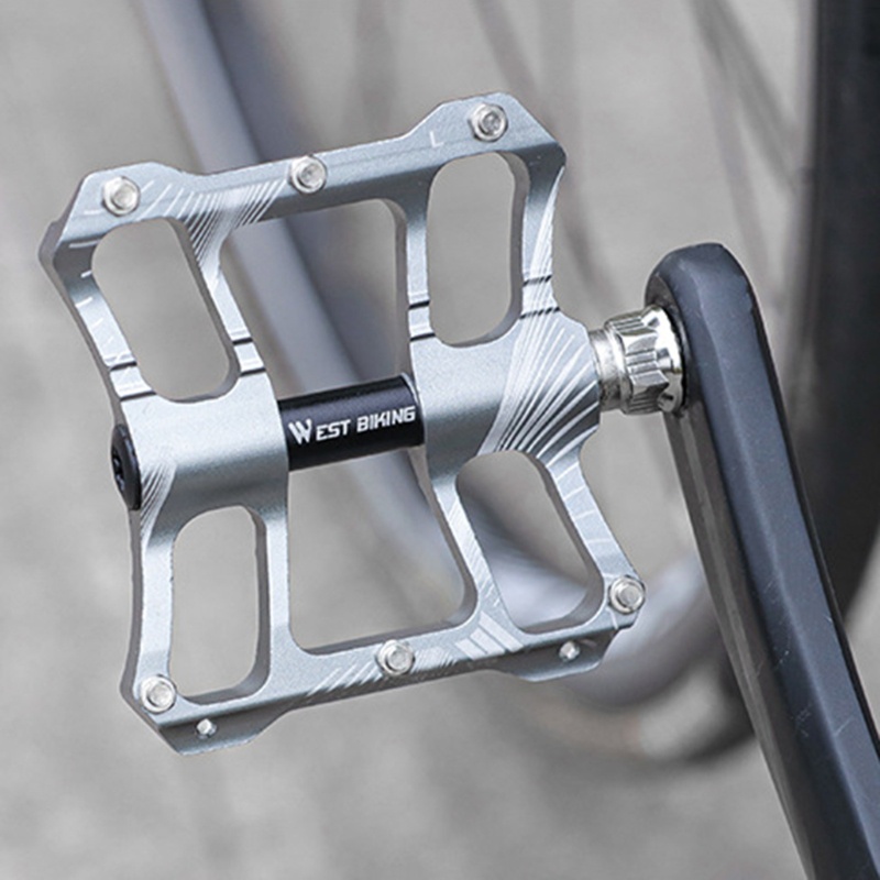 QQ Bàn Đạp Bằng Nhôm Màu Đen / Bạc Chống Trượt Cho Xe Đạp MTB
