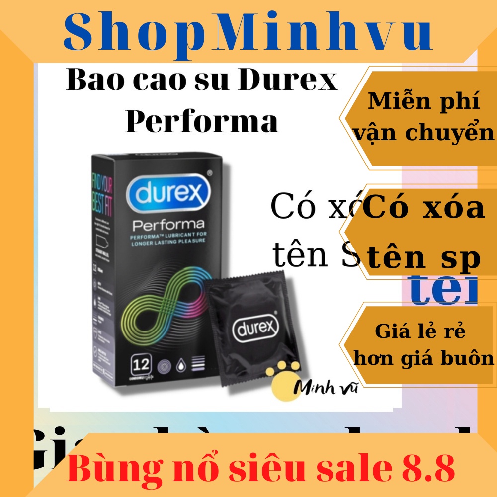 [ Có video ảnh thật ] Bao cao su Durex Performa kéo dài thời gian hộp 12 chiếc bcs