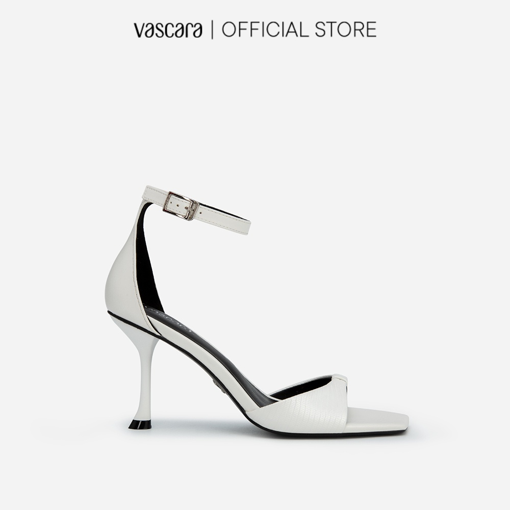 Vascara Giày Ankle Strap Quai Nơ Spool Heels - SDN 0699 - Màu Trắng