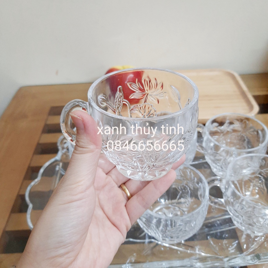 Bộ ly tách uống cafe, trà thủy tinh (7 món)