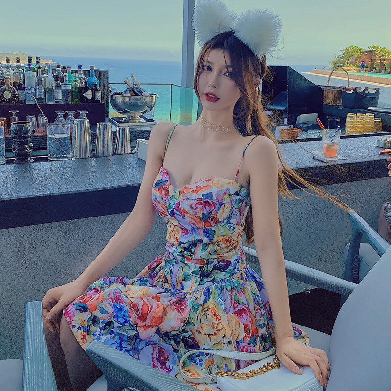 Đầm Chiffon Sát Nách Lưng Cao Hoạ Tiết Hoa Thiết Kế Hợp Thời Trang | BigBuy360 - bigbuy360.vn