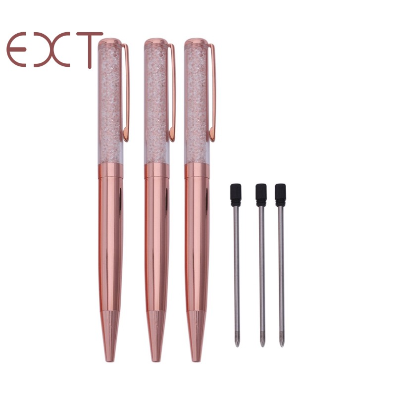 Point Black Ink Pen with Extra Refills (Rose Gold 3 Pack)