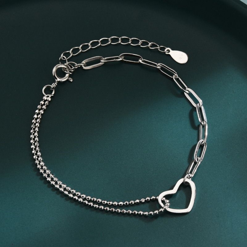 Vòng Tay Hai Lớp Hình Trái Tim Đơn Giản Thời Trang Cho Nữ