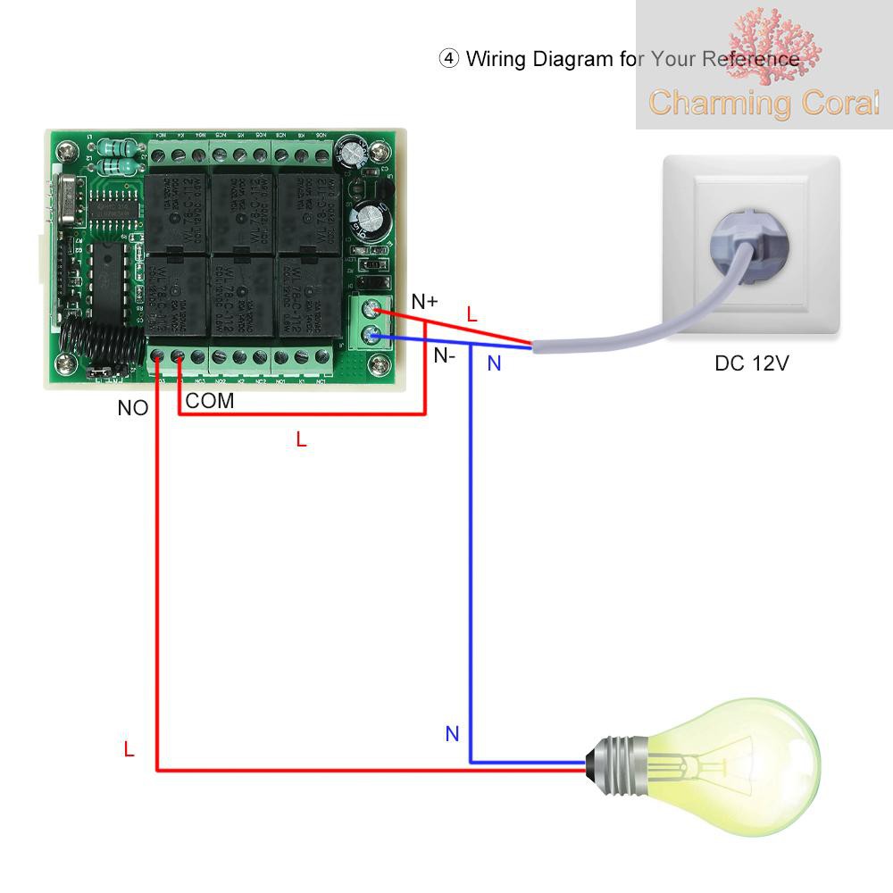 CTOY 433Mhz DC 12V 6CH Channel Universal 10A Relay Wireless RF Remote Control Switch Receiver Module and 3PCS 6 Key RF 433 Mhz Transmitter Fixed Code (2262 Chip) Remote Controls Smart Home Automation