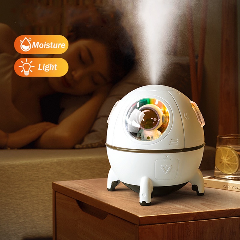 Máy Phun Sương Tạo Độ Ẩm Không Khí 220ML Hình Viên Con Nhộng Có Đèn Nhiều Màu