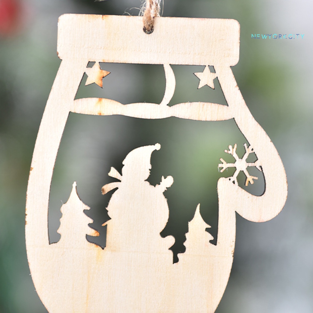 Phụ Kiện Trang Trí Cây Thông Giáng Sinh Hình Hoạt Hình Bằng Gỗ Kèm Dây Treo