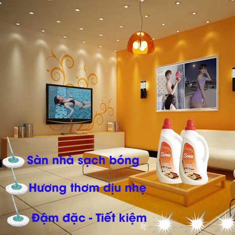 [Mã SRBACK101512 hoàn 20K xu đơn 0Đ] Nước Lau Sàn SoNa 1.25kg Hương Quế