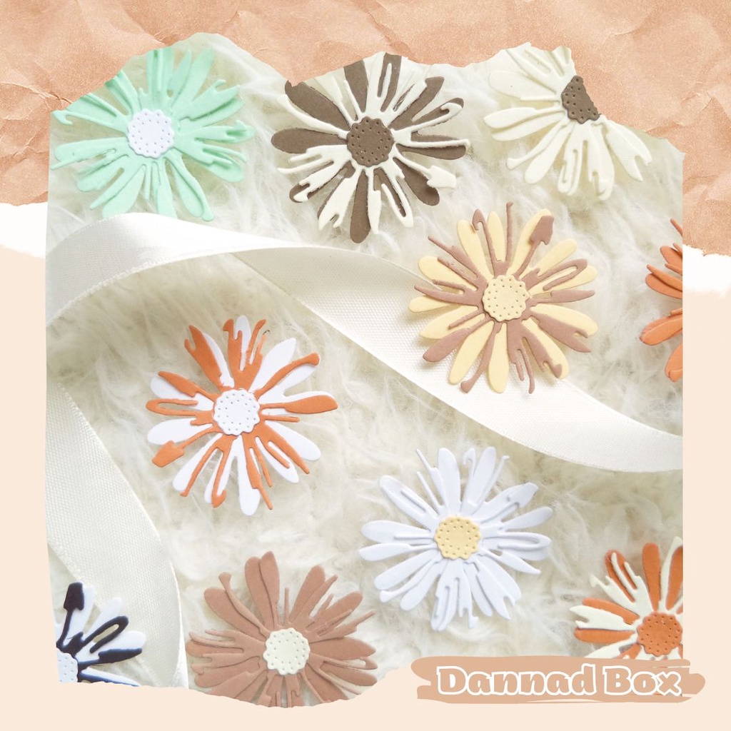 Set 12 Hoa Cúc Diecut Paper Cutting Mix Nhiều Màu Trang Trí Journal
