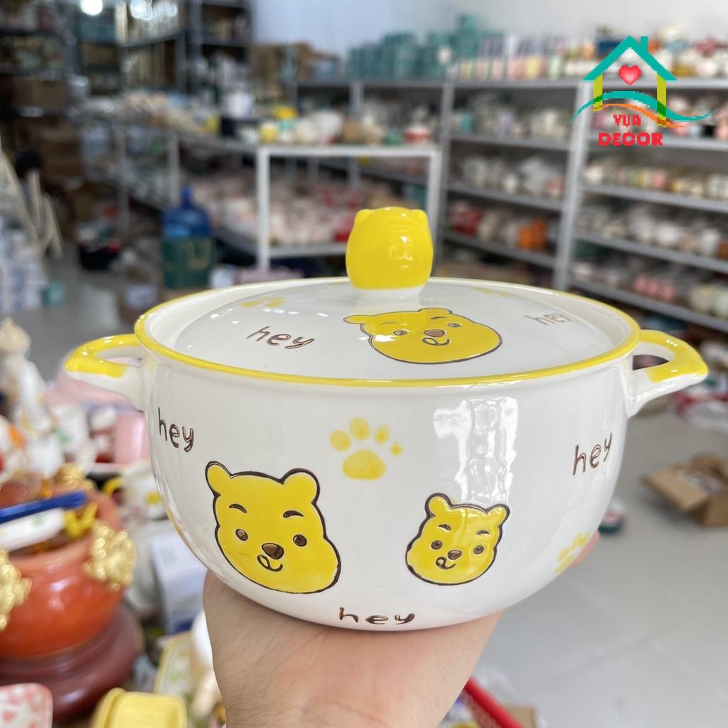 Bộ Bát Đĩa Decor Bé Trai Màu Vàng Chén Dĩa Dễ Thương Tô Sứ 15 món Cute V-01