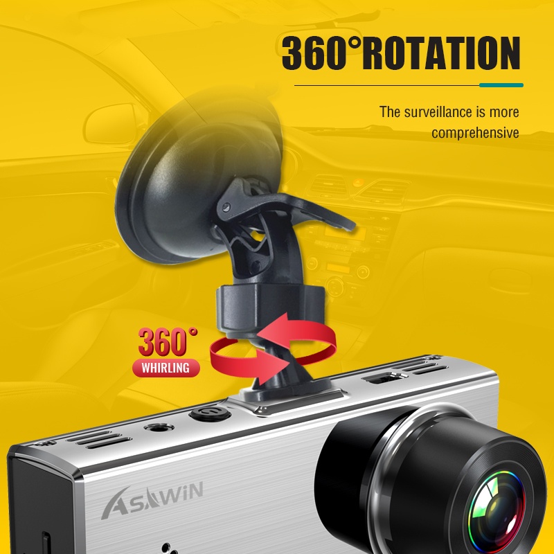 Ống kính kép camera hành trình ASAWIN A5 cho đầu ghi hình xe hơi trước và sau màn hình 3.16 Ips Fhd 1080P cảm biến G