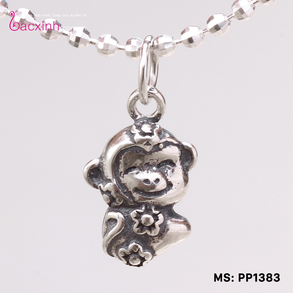 Mặt đeo dây chuyền, lắc tay, lắc chân cho bé 12 con giáp bạc Thái 925 Bạc Xinh Huệ Ngân- Quà tặng tuổi Thân PP1383-MDC