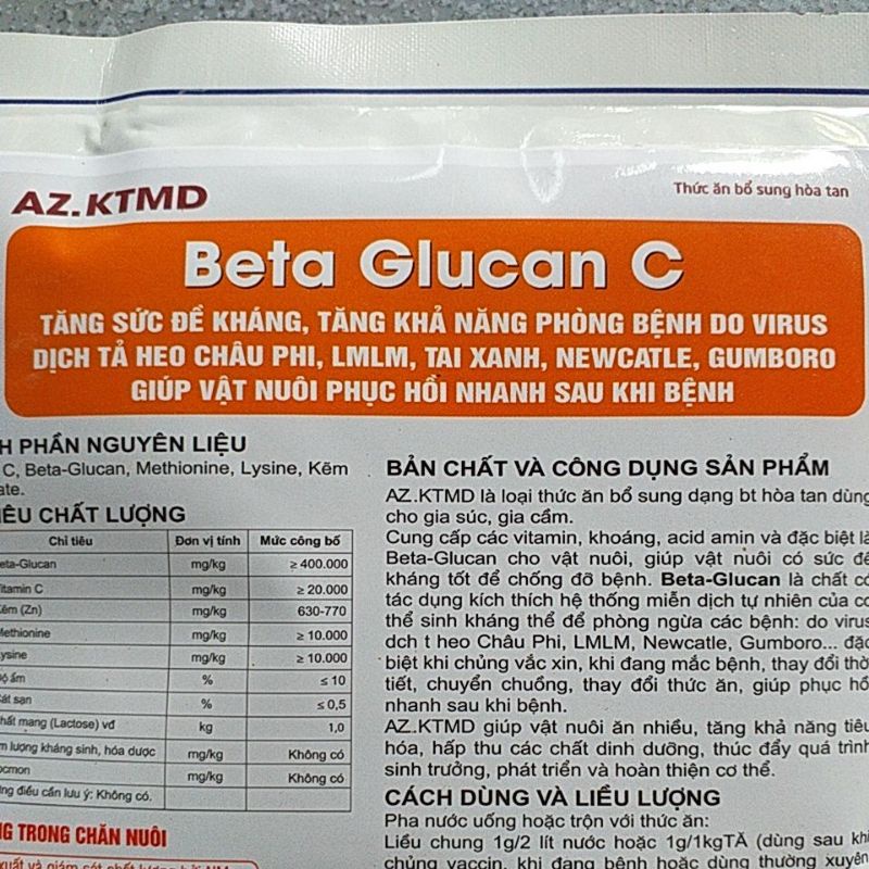 beta glucan C tăng khả năng phòng b.ệnh do vi.rus, sức đề kh.áng cho thú y lợn gà vịt gà đá chọi chim chó mèo for pet