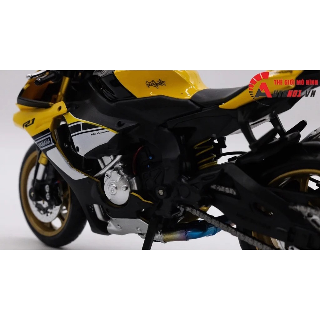 MÔ HÌNH XE YAMAHA R1M 60TH ANNIVERSARY YELLOW VER 2 - ĐỘ PÔ R1M 1:12 AUTONO1 D142