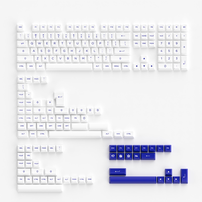 Set keycap AKKO Blue on White (PBT Double-Shot/ASA profile/197 nút) - Hàng chính hãng