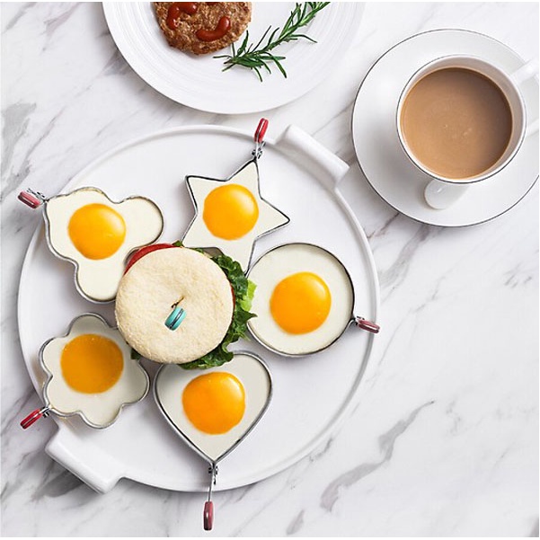 Khuôn chiên đúc trứng làm bánh tạo hình cơm đa năng inox nhiều hình-Tặng màn bọc có chun