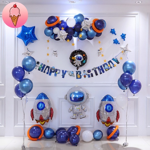 Set Trang Trí Sinh Nhật Chủ Đề Phi Hành Gia Cho Bé Trai Bé Gái Siêu Đẹp - Kemshop K47
