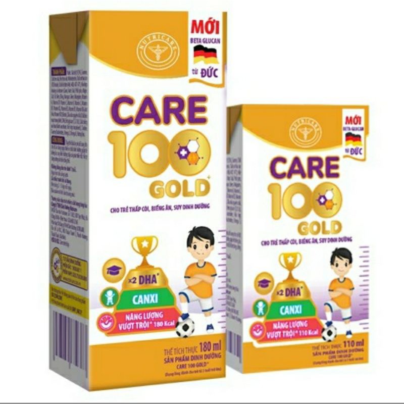 (Date mới) Thùng sữa 48 hộp Care 100 Gold pha sẵn 110ml