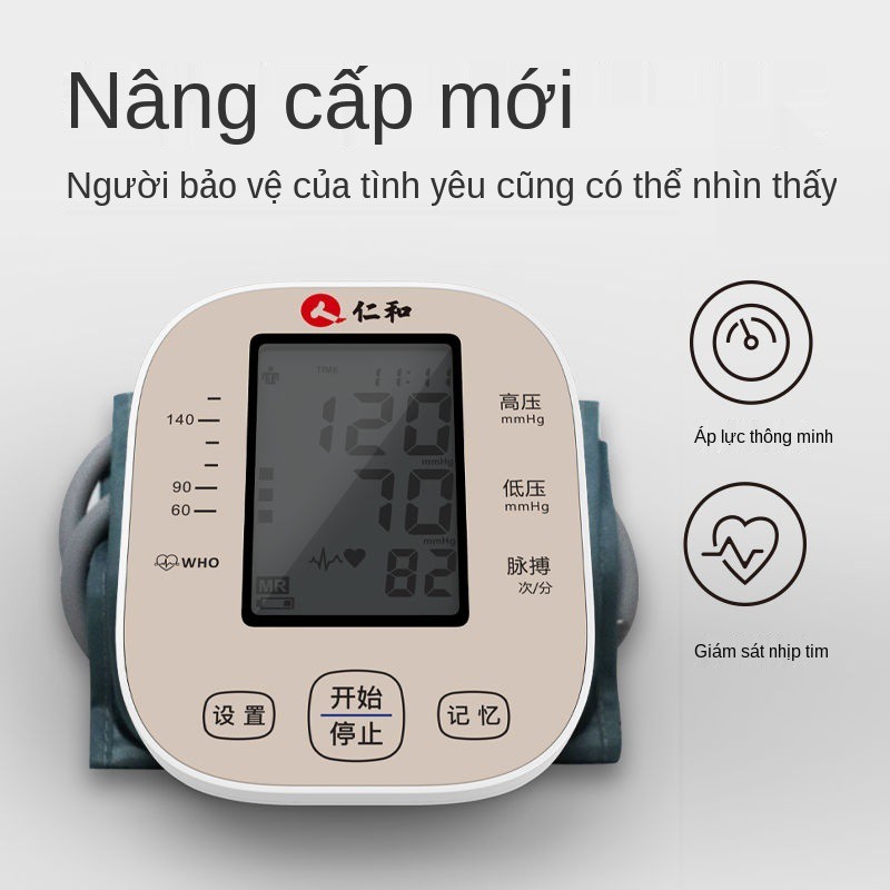máy đo huyết áp điện tử renhe Dụng cụ tự động gia đình có độ chính xác cao thể sạc lại