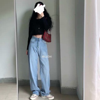Quần jeans ống suông quần bò denim phong cách ulzzang Hàn Quốc J99 Chaiko Studio
