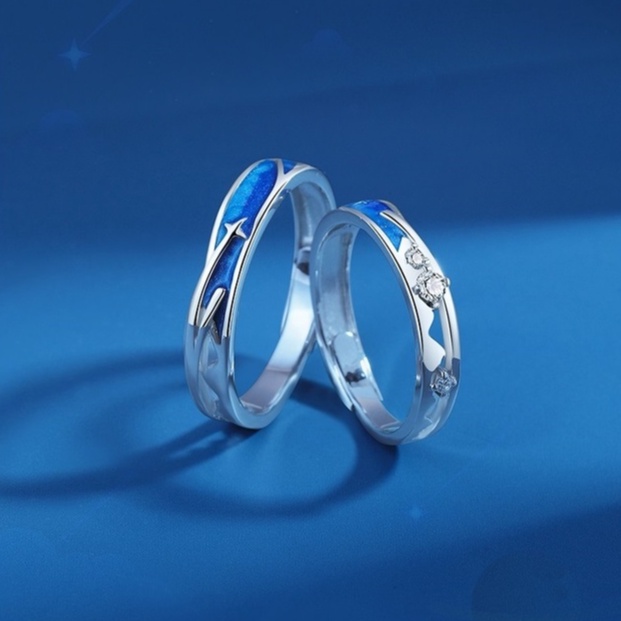 Nhẫn Đôi Nam Nữ Meteor Ring Vì Sao Đính Đá Và Sao Chổi Vĩnh Hằng Kuu Clothes - Nhẫn Cập Đôi Chất liệu Titan Không Gỉ