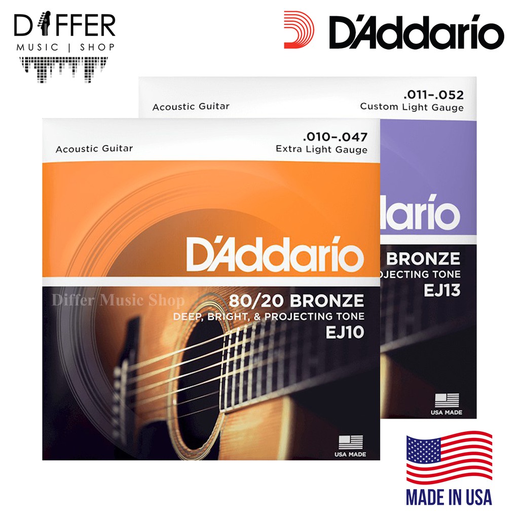  Dây đàn Guitar Acoustic D 'Addario Bronze 80 / 20 Model EJ10 EJ13