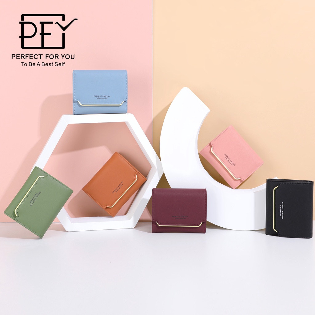 Ví PERFECT FOR YOU bằng da PU gấp gọn thời trang dễ thương cho nữ