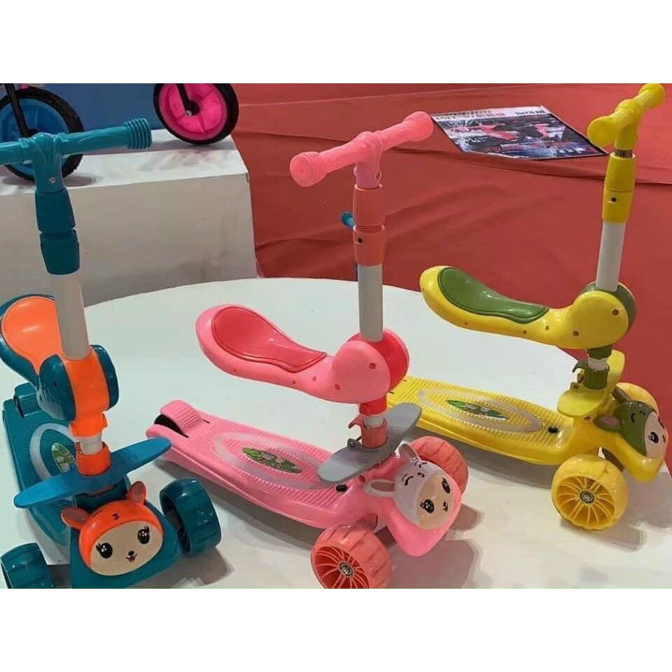 Xe Trượt Scooter 3in1 cho bé trai, bé gái có ghế ngồi, 3 bánh xe