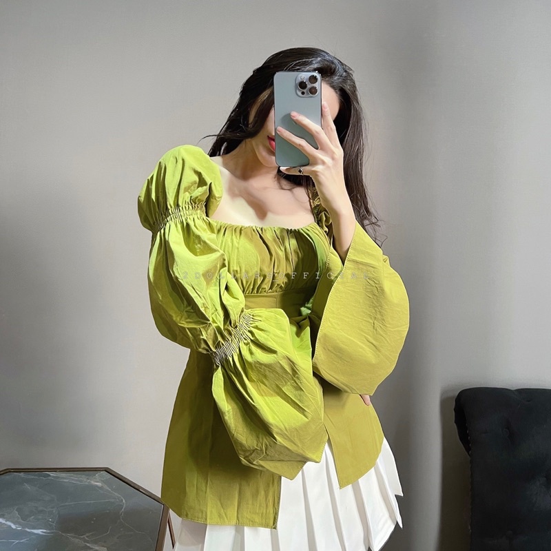 A2129 - Áo Xẻ Tà Xanh