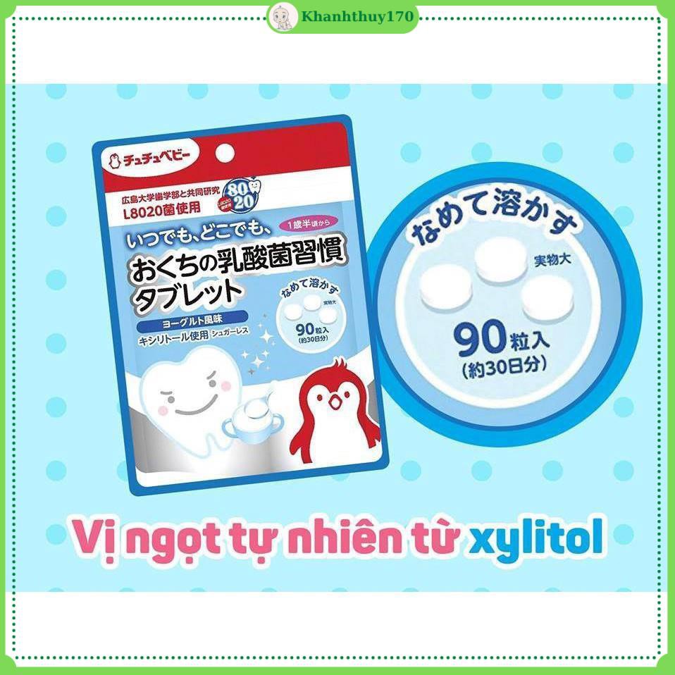 Viên ngậm lợi khuẩn L8020 Chuchu Baby ngừa sâu răng cho bé vị Sữa Chua- Dâu - Nho  Chính Hãng - Nhật Bản