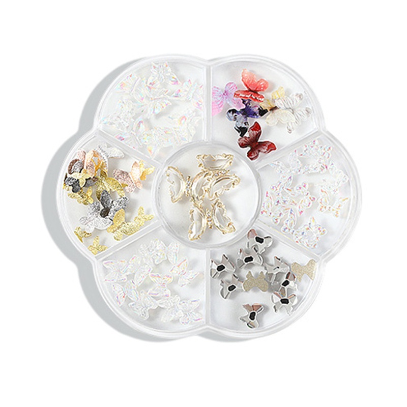 Set 7 Phụ Kiện Trang Trí Móng Tay Nghệ Thuật Nhiều Loại Có Thể Xoay Vòng