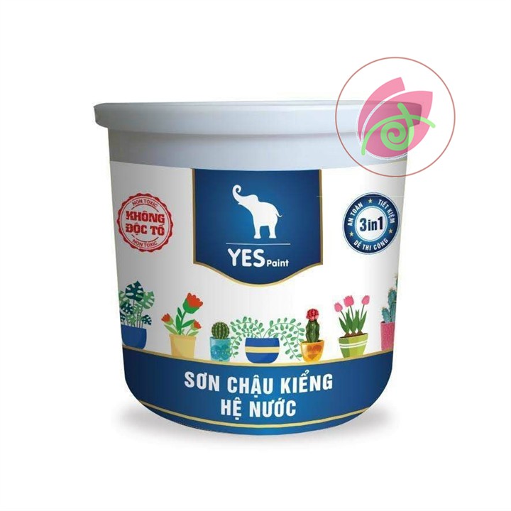 Sơn chậu kiểng hệ nước màu xanh hòa bình Yes hoặc Okay Paint lon 1kg