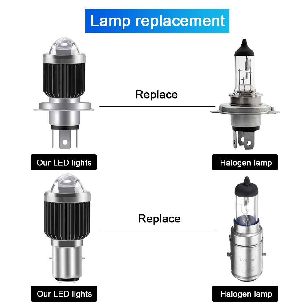 Đèn Pha Siêu Sáng H6 BA20D H4 LED Ánh Sáng Vàng/Trắng 12V Dành Cho Xe Máy