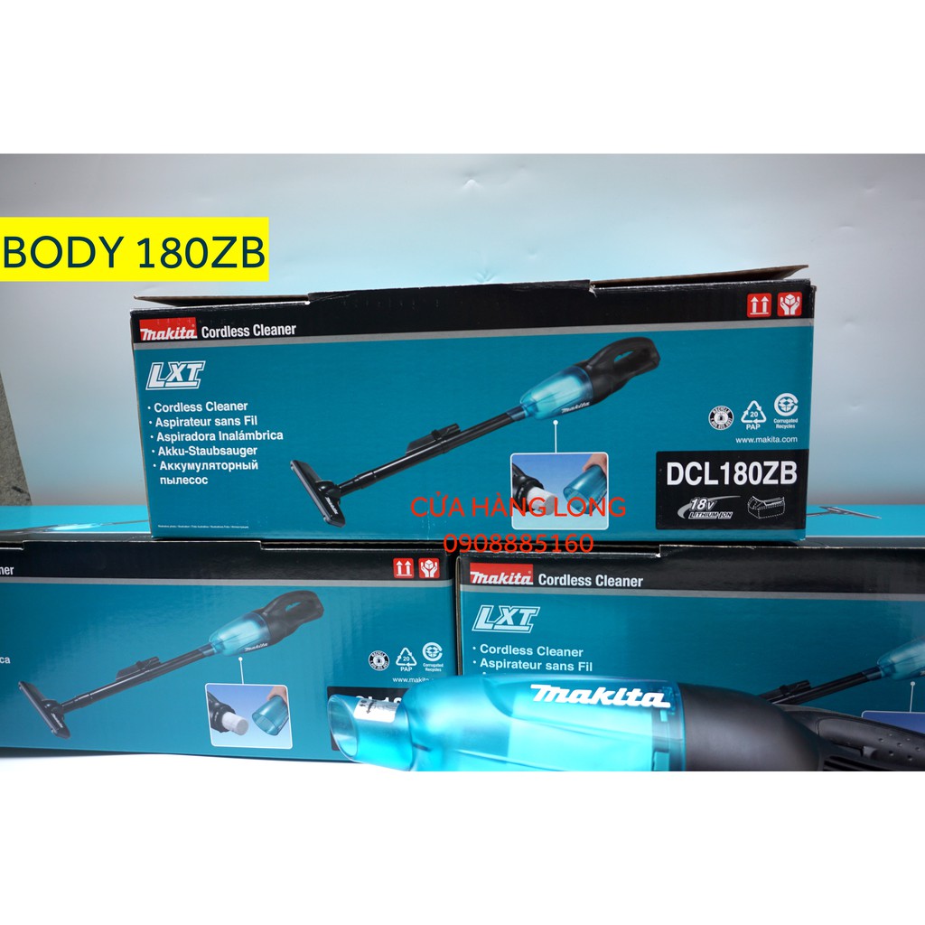 Thân Máy hút bụi makita Dcl 180zb ( màu xanh)| | chưa bao gồm pin, sạc, Tặng đế gắn máy lên tường