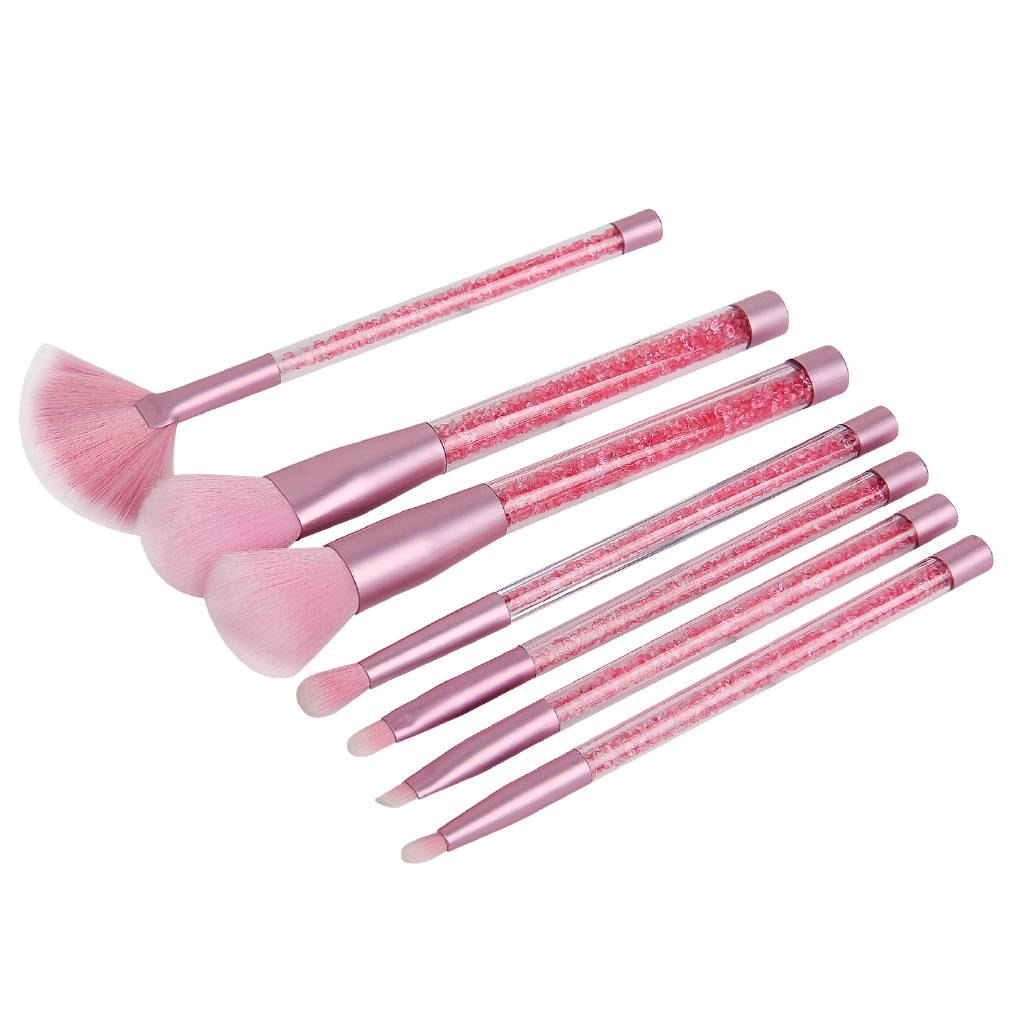 7 Pcs/ Set Pink Quicksand Glitter Fantasy Makeup Brush Set with Bag