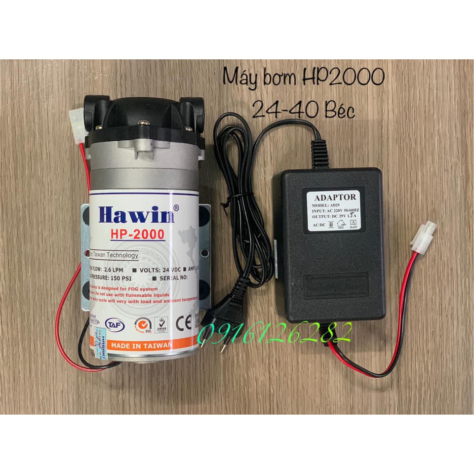 Máy bơm nước mini 24V dùng bơm phun sương áp lực kèm nguồn Adaptor 24V (Bảo hành 6 Tháng)