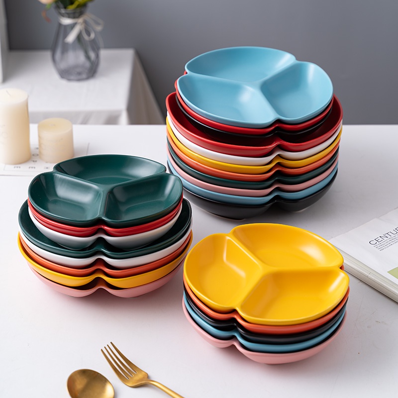 Đĩa Đựng Thức Ăn Chia Ba Ngăn Bằng Gốm Phong Cách Bắc Âu