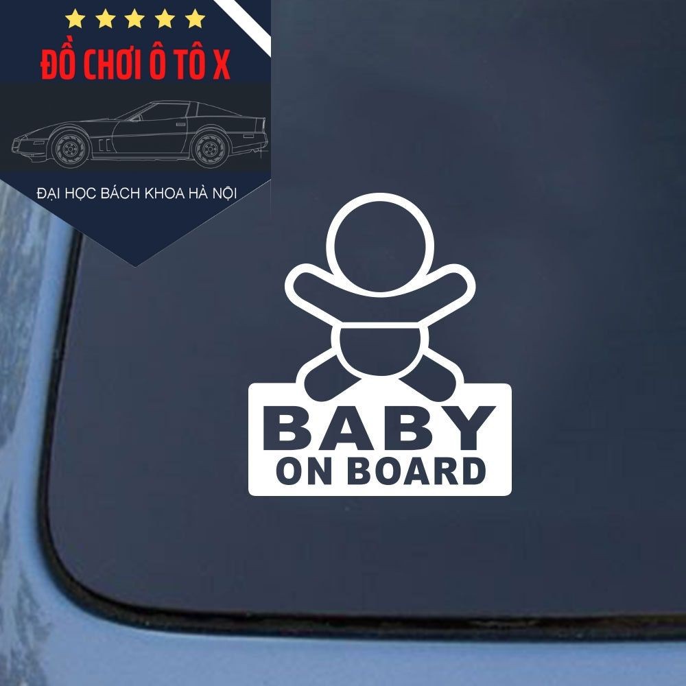 Tem dán BABY ON BOARD trang trí xe ô tô [Hàng chất lượng cao]