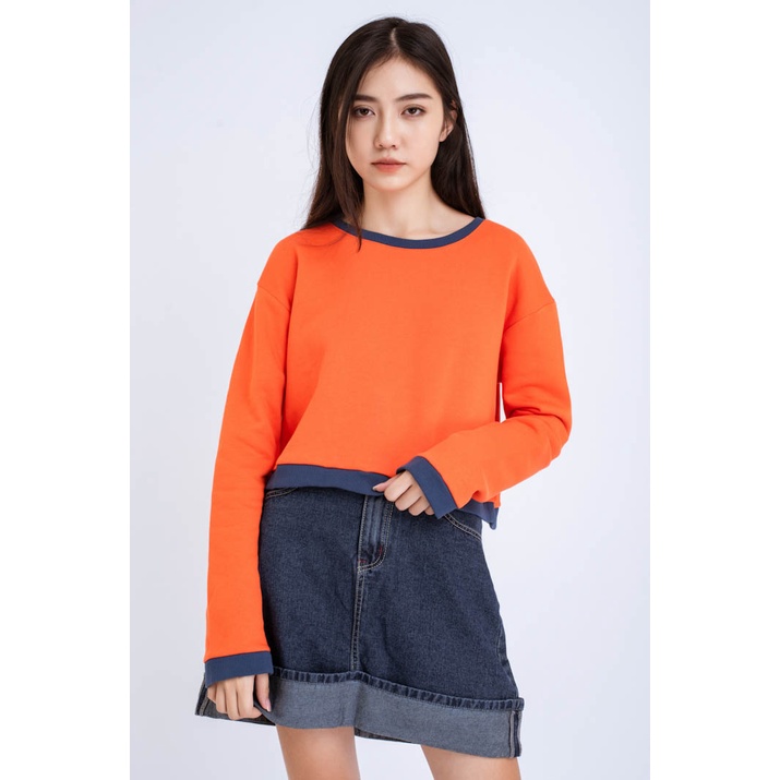 Áo Sweatshirt Nỉ Không Mũ Nữ BOO Dáng Croptop Phing Cách Basic | BigBuy360 - bigbuy360.vn