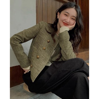 Áo dạ tweed nút đồng (ảnh thật/ có sẵn)