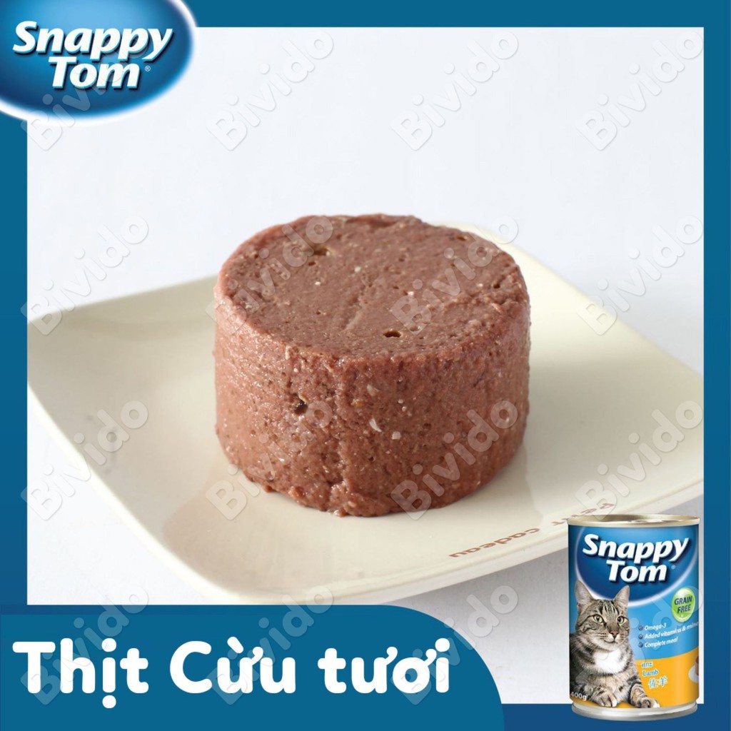 Pate cho mèo lớn Snappy Tom vị gà, cừu lon 400g - Bivido