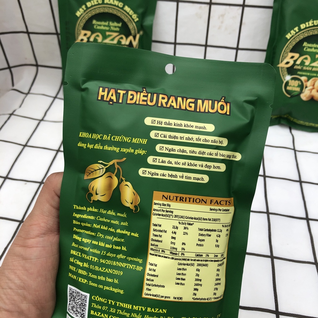 HẠT ĐIỀU RANG MUỐI BAZAN TÚI NHỎ 80G IMINT FOOD ĐỒ ĂN VẶT