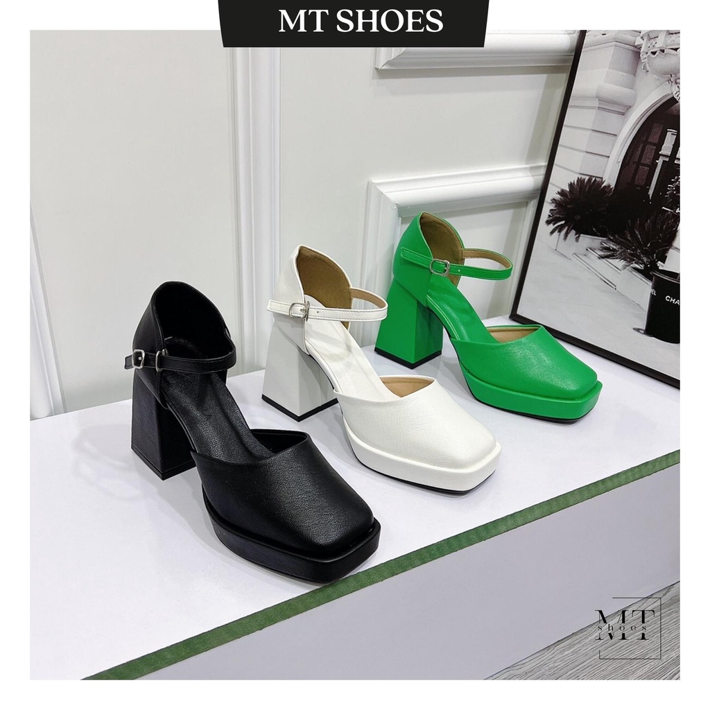 Sandal hậu bít gót thô mũi đúp cao 9 phân hàng chuẩn bền đẹp form siêu ôm chân kiểu dáng tiểu thư đơn giản