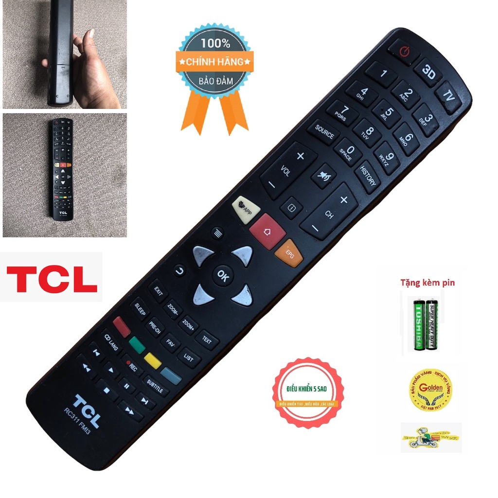 Điều khiển tivi TCL RC311 FMI3 loại to và dài chính hãng hàng mới 90% có smart internet thông minh - Tặng kèm pin