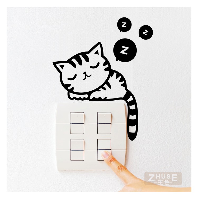 Decal dễ thương dán ổ điện 10*13cm - Hình dán tường trang trí Molangshop | BigBuy360 - bigbuy360.vn