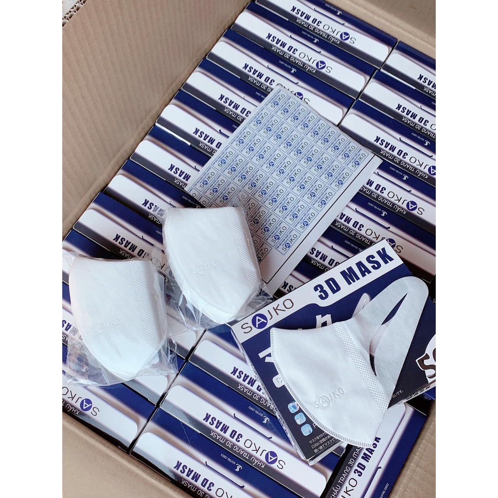 Khẩu trang 3D Sajko, Khẩu trang 3D công nghệ Nhật Bản (1 Hộp 50 chiếc màu trắng)